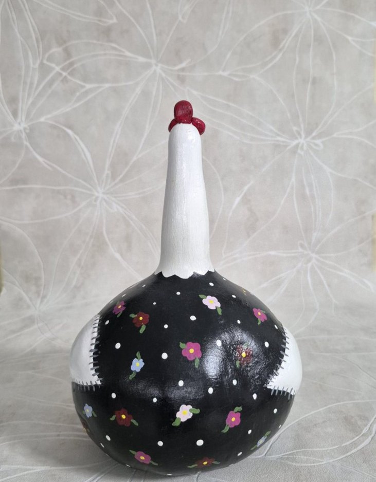 Renkli Çiçek desenli Dekoratif Tavuk Şekilli Su Kabağı - Görsel 2