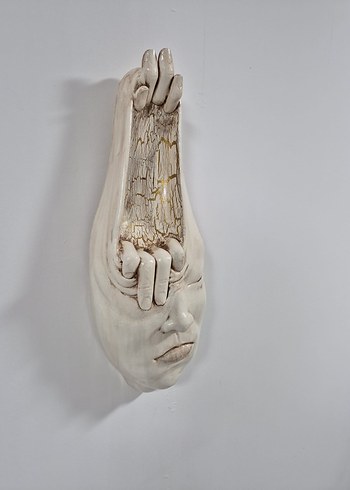 Krem Polyester Yüz Figürü - Görsel 2