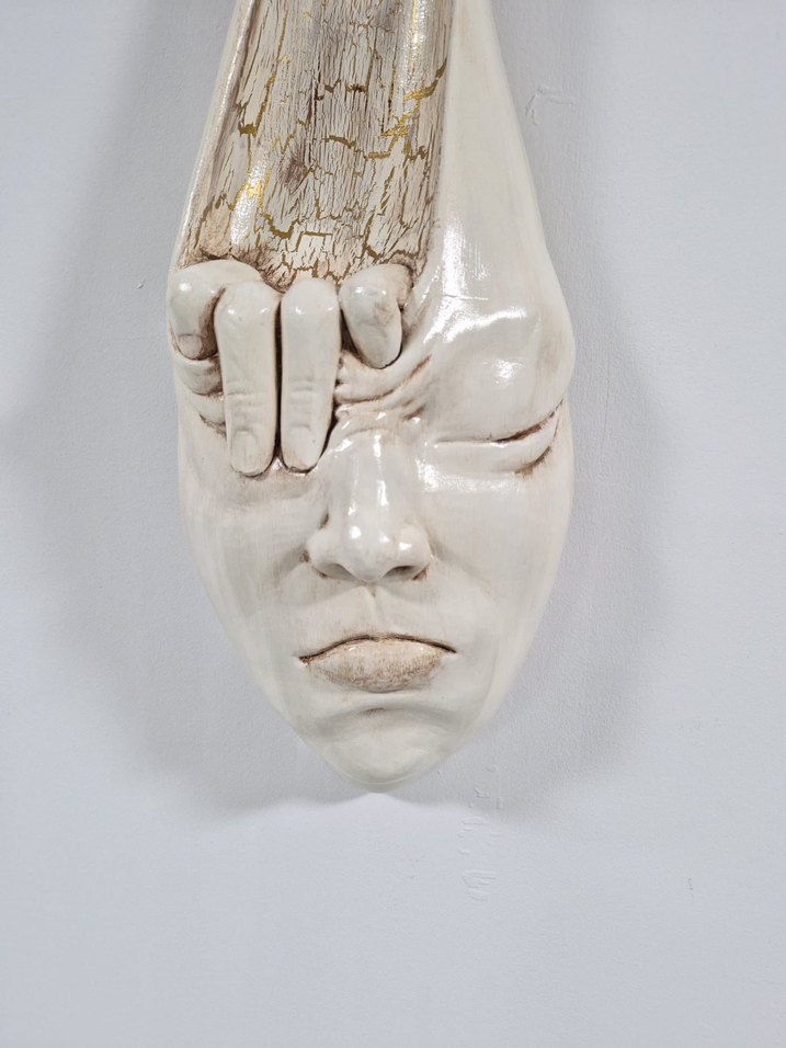 Krem Polyester Yüz Figürü - Görsel 4