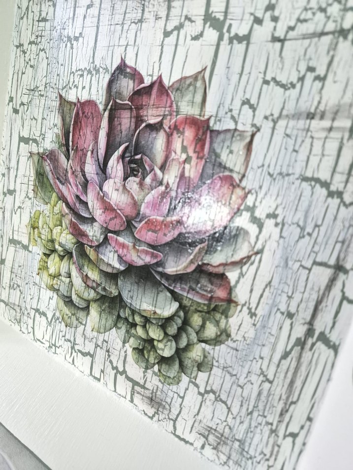 Sukulent Desenli Ahşap Tepsi - Görsel 3