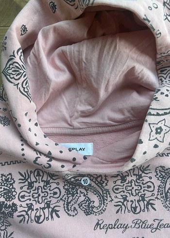 Pembe Kapüşonlu Baskılı kız çocuk Sweatshirt - Görsel 4