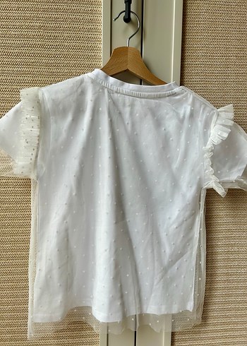 Beyaz Şeffaf Kız Tişörtü, Kısa Kollu, Baskılı - Görsel 2