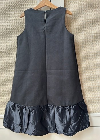 Kız Çocuk Siyah Keten Kolsuz Elbise - Görsel 3