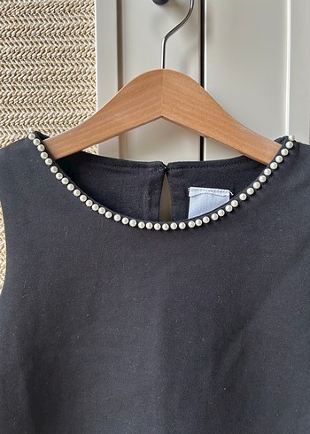 Kız Çocuk Siyah Keten Kolsuz Elbise - Görsel 2