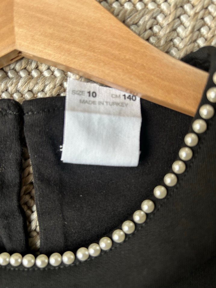 Kız Çocuk Siyah Keten Kolsuz Elbise - Görsel 4