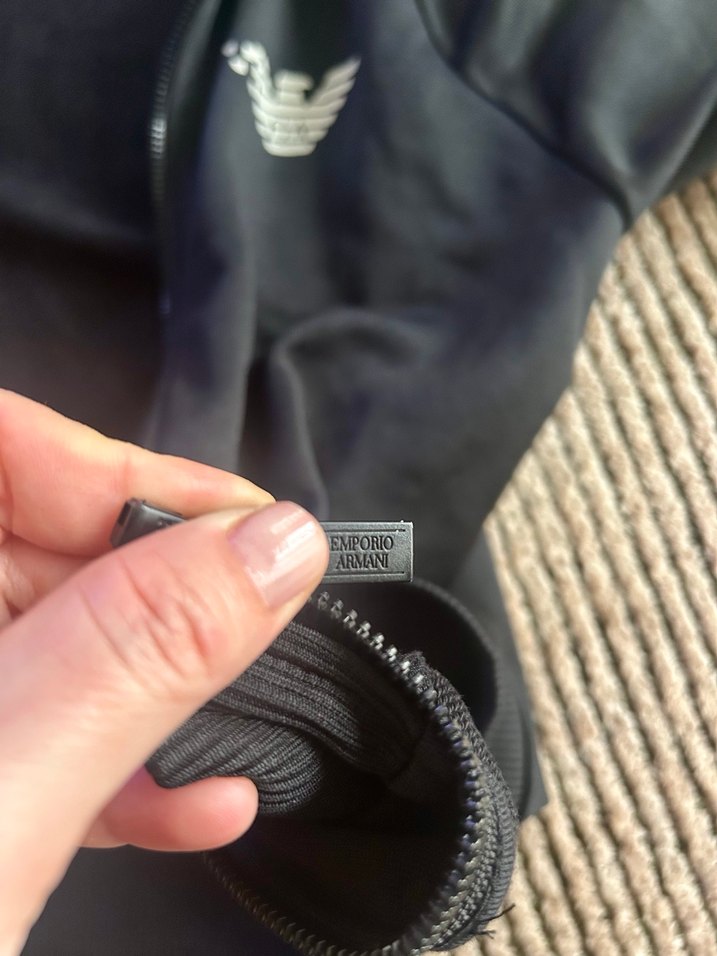 Erkek Siyah Kapüşonlu Armani Fermuarlı Ceket - Görsel 4