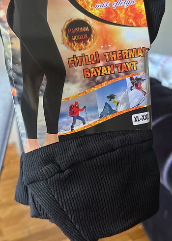 xl Beden siyah Renk Fitilli Termal Bayan Tayt Siyah XL-XXL