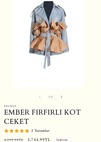 Bej Mini Denim Ceket Fırfırlı