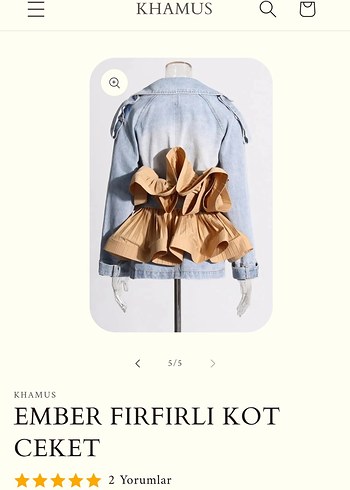 m Beden mavi Renk Bej Mini Denim Ceket Fırfırlı