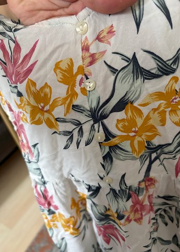 H&M Marka Bohem Çiçek Desenli Askılı Midi Elbise - Görsel 4