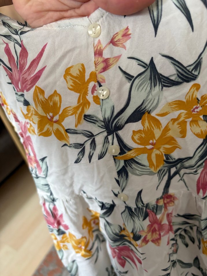 H&M Marka Bohem Çiçek Desenli Askılı Midi Elbise - Görsel 4