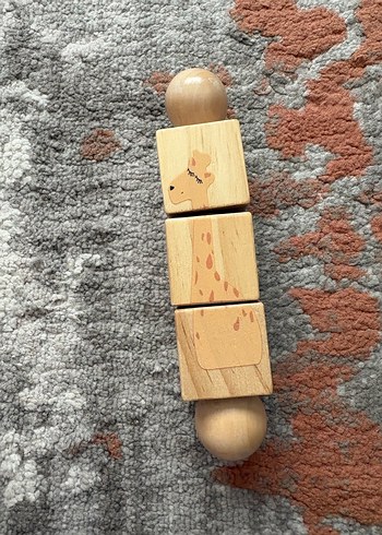 Beden Montessori Bej Ahşap Aslan Blok Oyuncak