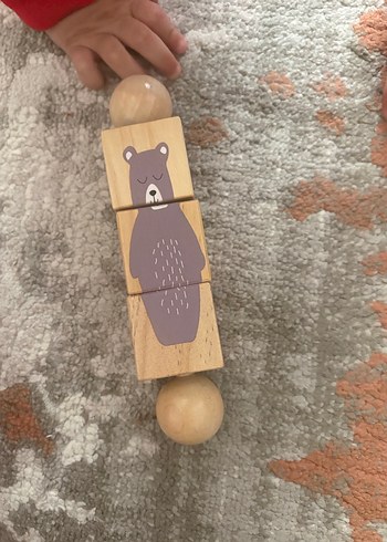 Ikea Montessori Bej Ahşap Aslan Blok Oyuncak