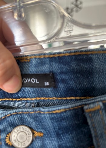 Çizgili Kadın Kot Pantolon - Görsel 2