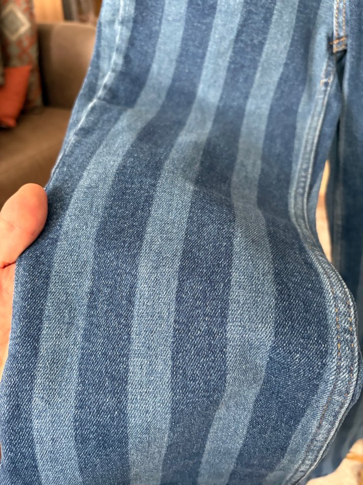 Çizgili Kadın Kot Pantolon - Görsel 5