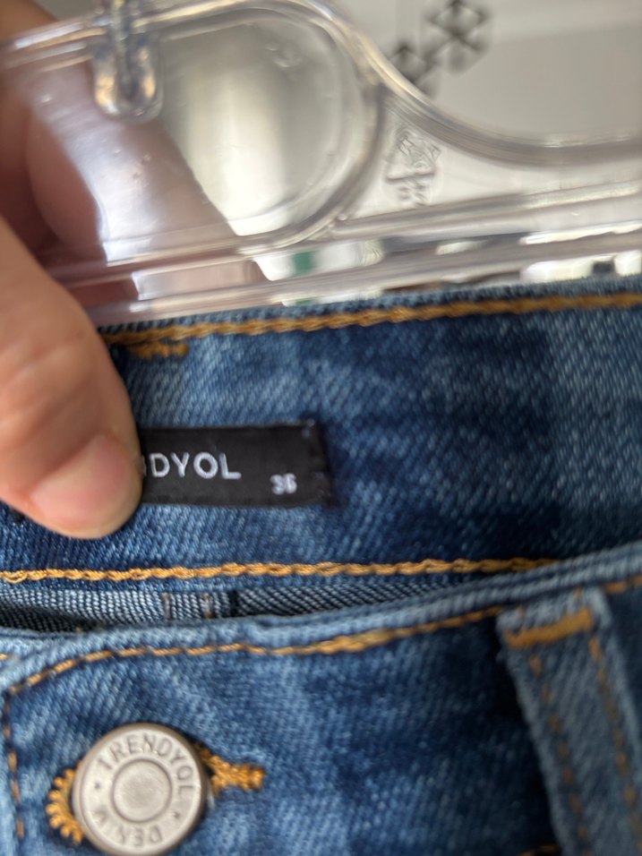 Çizgili Kadın Kot Pantolon - Görsel 2