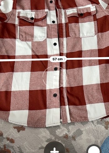 Düğmeli Kareli Unisex Gömlek - Bordo - Görsel 6