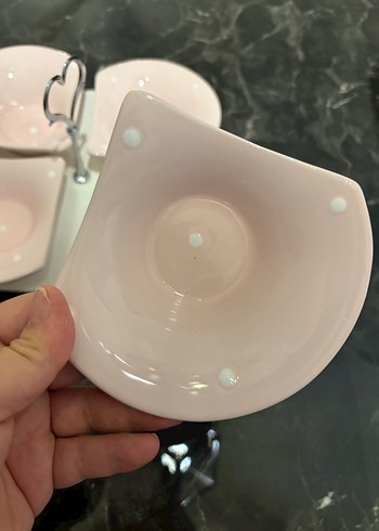 English Home Pembe Puantiyeli 4'lü Servis Tabağı Seti