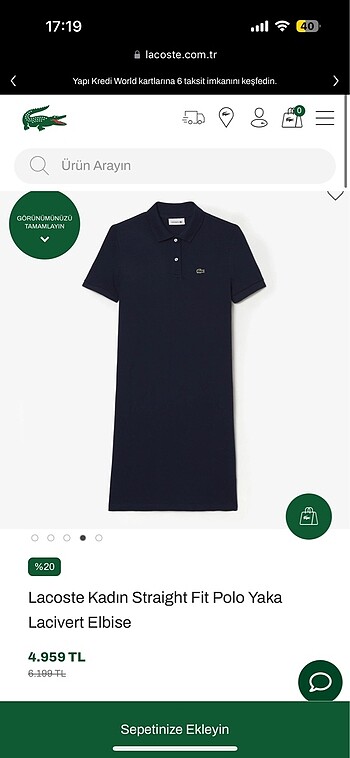 Lacoste polo yaka elbise