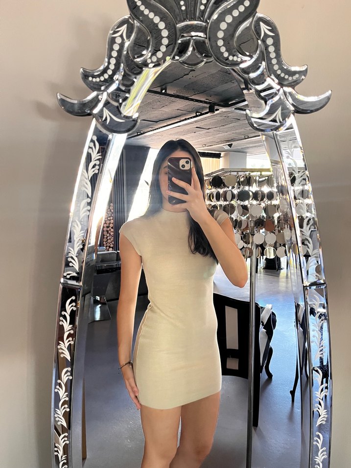 Zara Ekru Mini Elbise — görsel 2/4