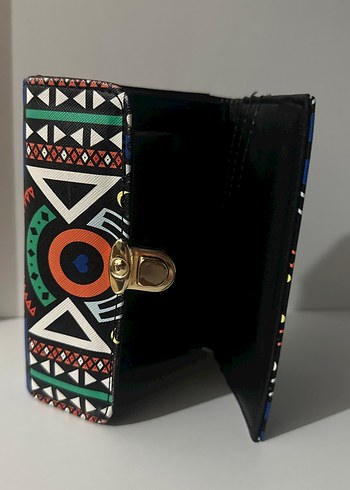 Renkli Etnik Desenli Tokalı Kadın Clutch Çanta - Görsel 3