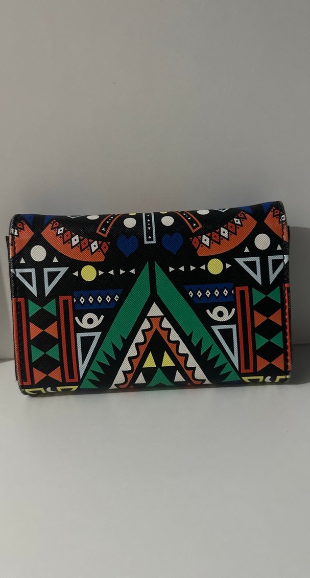 Renkli Etnik Desenli Tokalı Kadın Clutch Çanta - Görsel 2