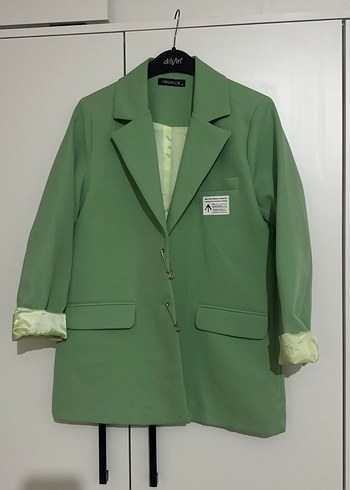 Yeşil Düğmeli Kadın Blazer Ceket - Görsel 2