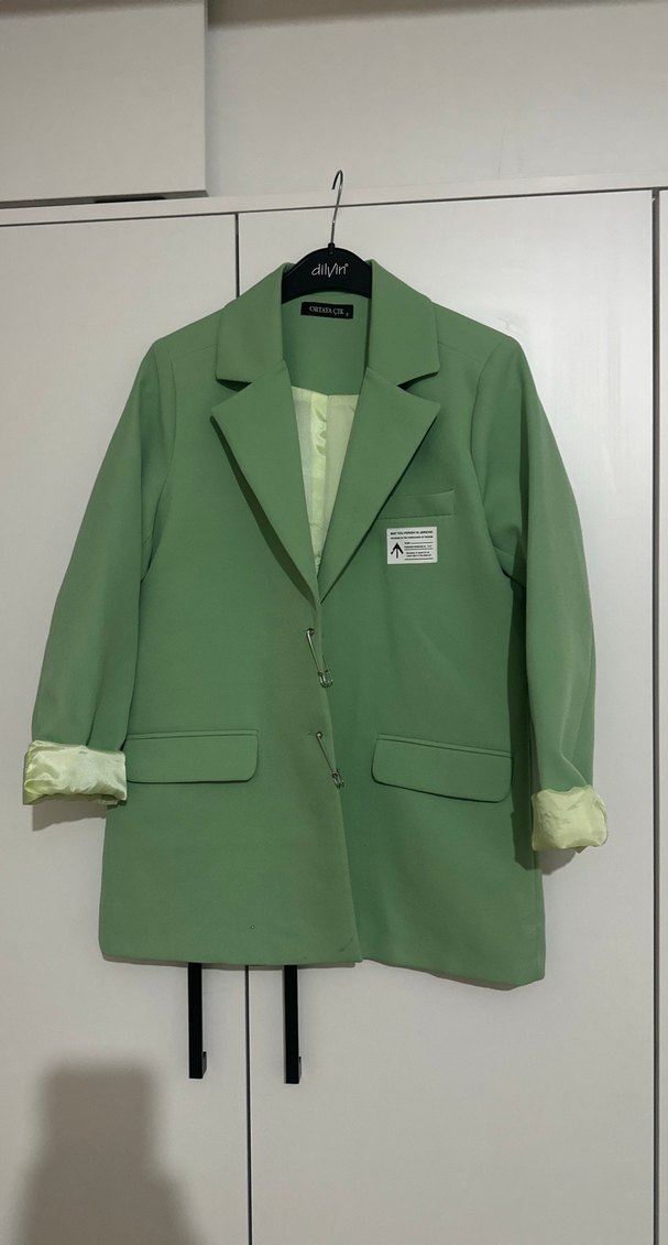 Yeşil Düğmeli Kadın Blazer Ceket - Görsel 2