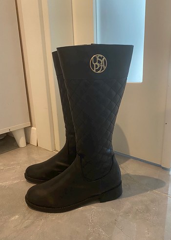 U.S Polo Assn. Klasik Siyah Tokalı Dizüstü Kadın Çizme
