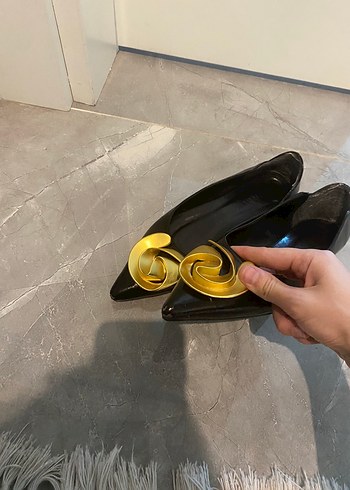 Marjin Altın Tokalı Siyah babet