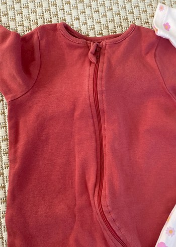 HelloBaby Çiçek Desenli Fermuarlı Bebek Tulum