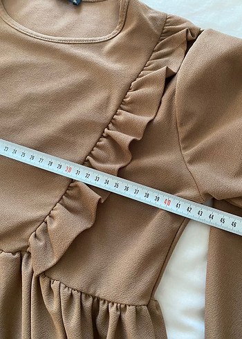 Bej Midi Kadın Tunik Fırfırlı - Görsel 3