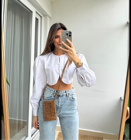 crop poplin gömlek