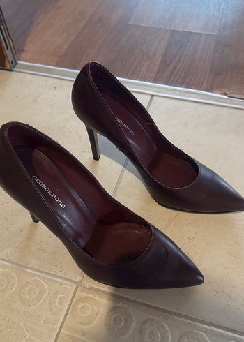 Diğer Bordo Deri George Hogg Stiletto Kadin Topuklu Dar Kalip
