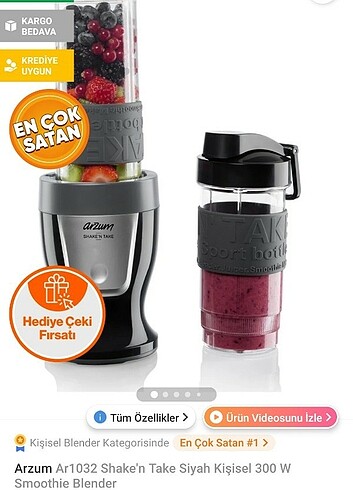 Arzum shake'n take blender seti 