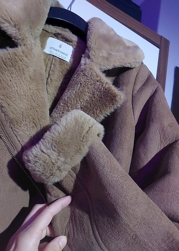 Kahverengi Süet Kürklü Kadın Ceket - Görsel 6