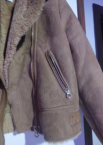 Kahverengi Süet Kürklü Kadın Ceket - Görsel 4
