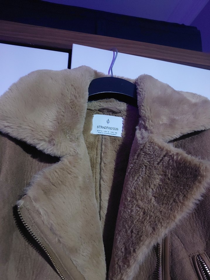 Kahverengi Süet Kürklü Kadın Ceket - Görsel 2