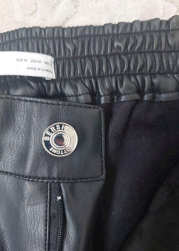 bershka deri rahat Kesim Kadın Pantolon - Görsel 4