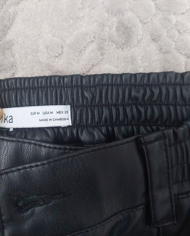 bershka deri rahat Kesim Kadın Pantolon - Görsel 5