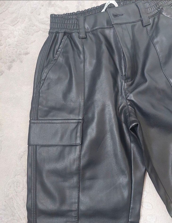 bershka deri rahat Kesim Kadın Pantolon - Görsel 2