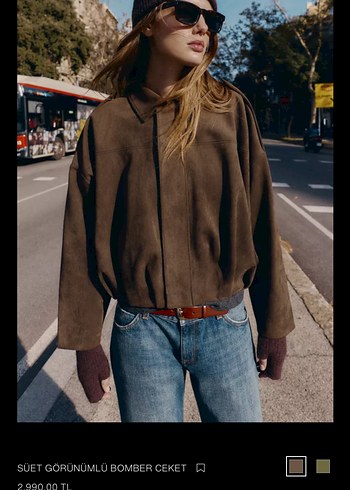 Kahverengi Süet Kadın Ceket - Görsel 3