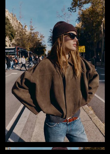 Kahverengi Süet Kadın Ceket - Görsel 4