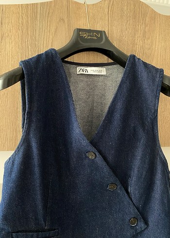 Düğmeli Denim Kadın Yelek Zara - Görsel 2