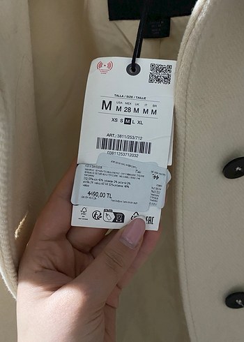 Düğmeli Beyaz Kısa Kadın Kaban yün Zara - Görsel 2