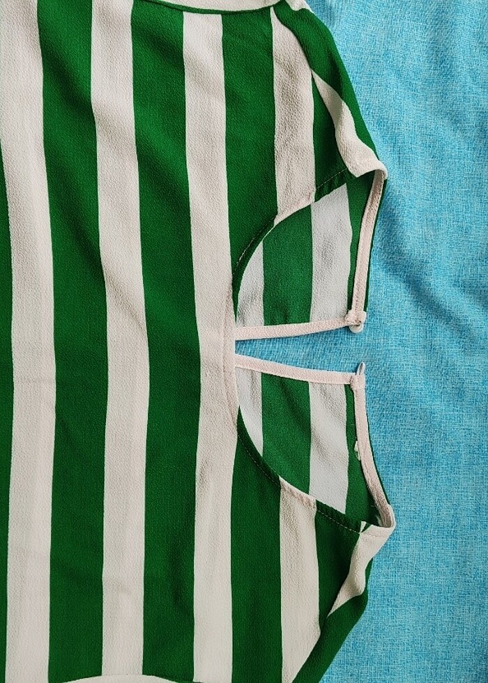 Çizgili bluz kısa kol - Görsel 5