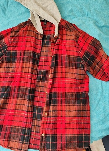 Mavi marka kapşonlu ekose gömlek - Görsel 6