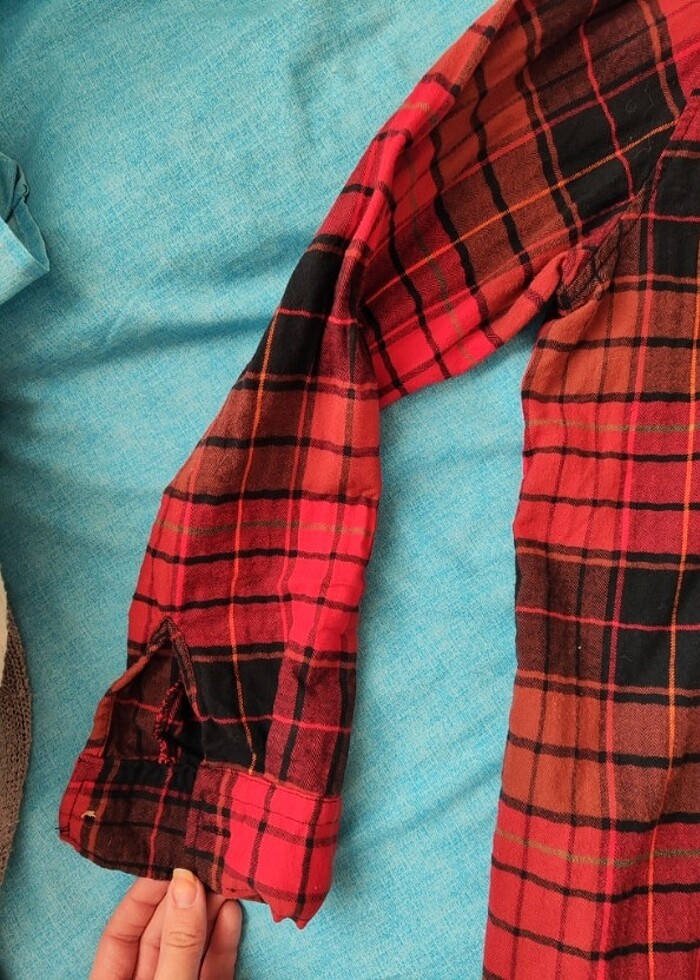 Mavi marka kapşonlu ekose gömlek - Görsel 2