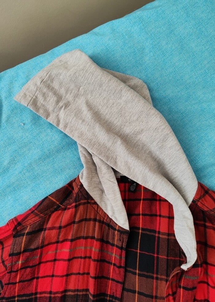 Mavi marka kapşonlu ekose gömlek - Görsel 4