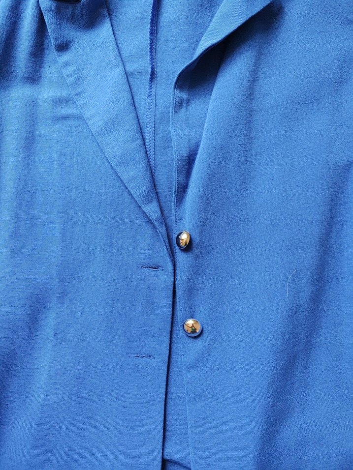 Düğmeli Mavi Keten Midi Gömlek - Görsel 3